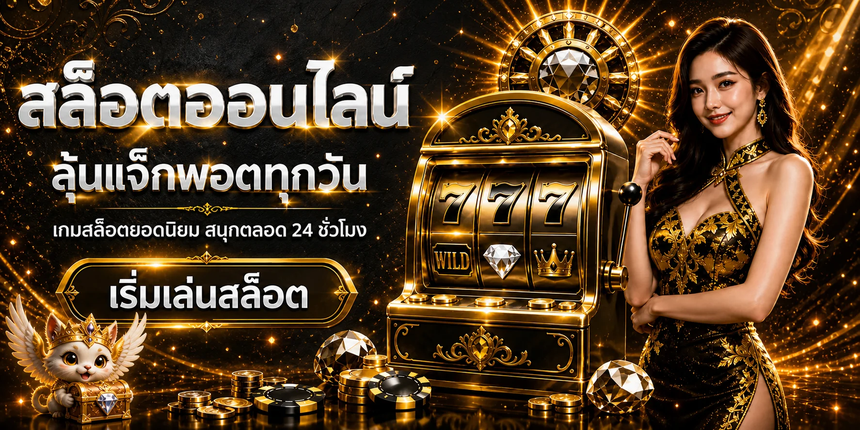 แบนเนอร์ Funnamnom สล็อต พร้อมเกมสล็อตและมาสคอตแฟนตาซี